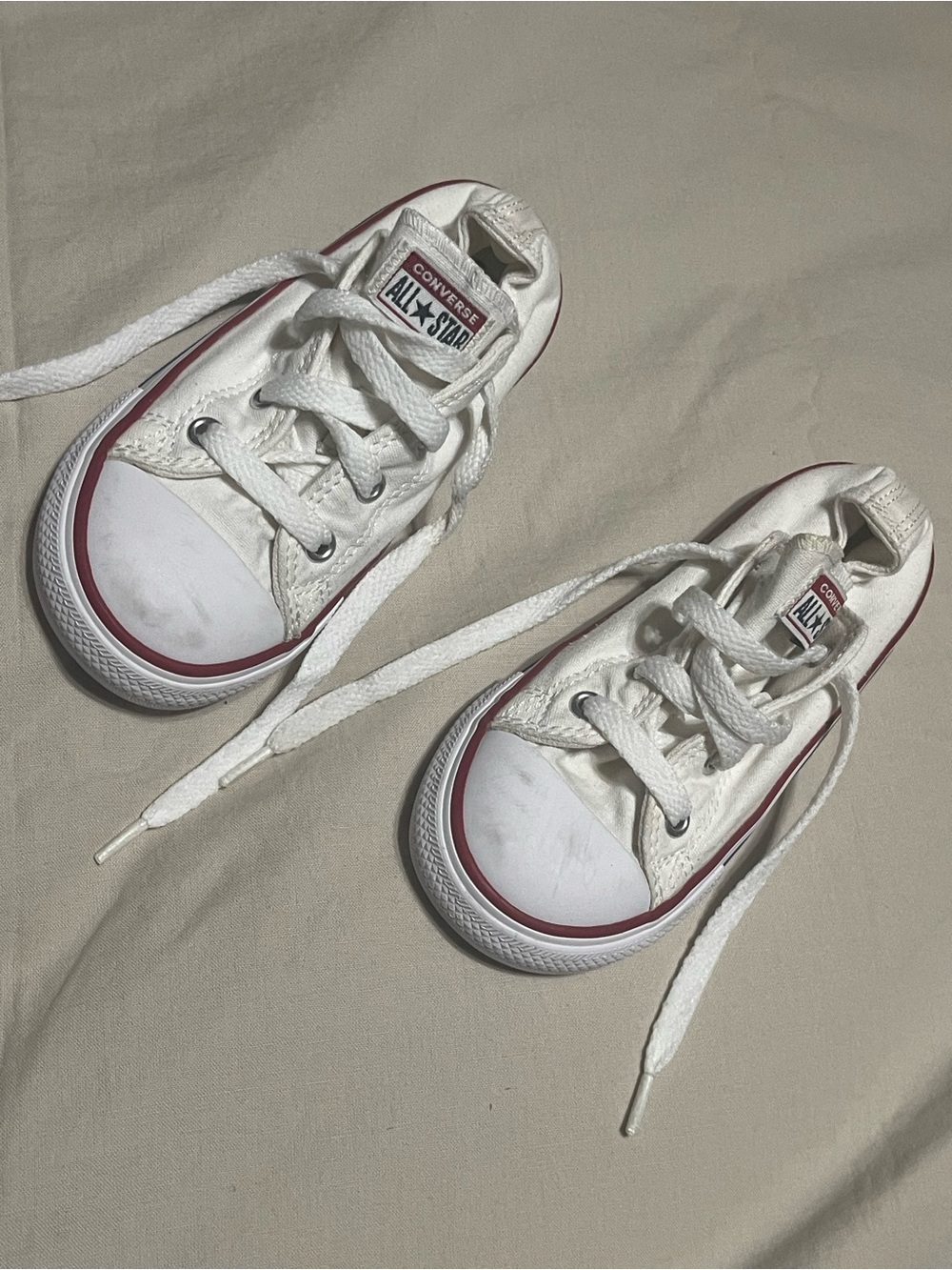 Converse White Canvas Sneakers with Red Accent